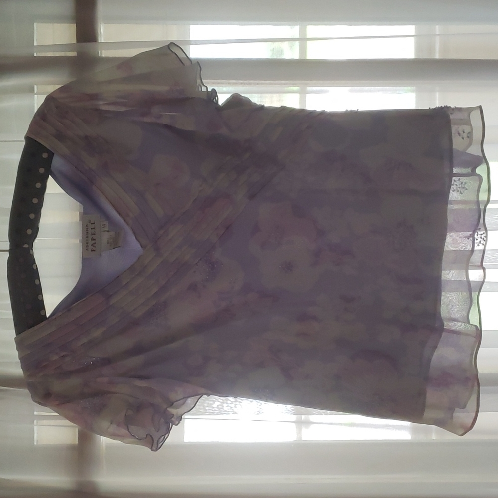 ADRIANNA PAPELL SZ 14 SILK BEADED TOP NWT MATCHING SKIRT